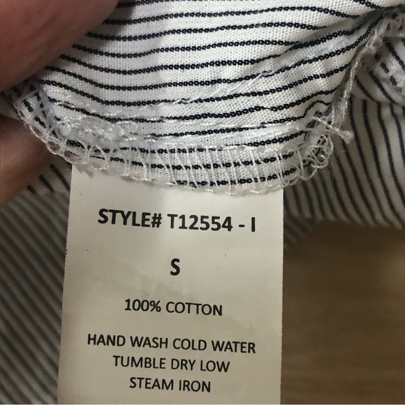 Stelen Black White Stripe Knot Front Blouse Size S NWT - Picture 6 of 6